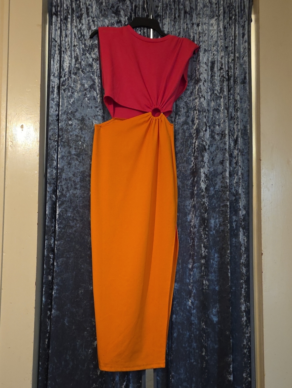 Fore Colorblock Cutout Maxi Dress - Pink & Orange